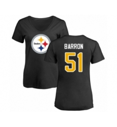 Women's Pittsburgh Steelers #51 Mark Barron Black Name & Number Logo Slim Fit T-Shirt