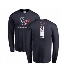 Football Houston Texans #21 Bradley Roby Navy Blue Backer Long Sleeve T-Shirt