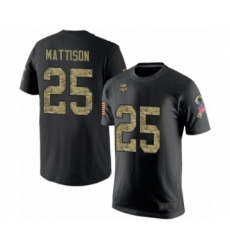 Football Minnesota Vikings #25 Alexander Mattison Black Camo Salute to Service T-Shirt
