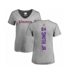 Football Women's Minnesota Vikings #84 Irv Smith Jr. Ash Backer V-Neck T-Shirt