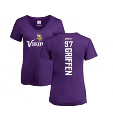 Football Women's Minnesota Vikings #97 Everson Griffen Purple Backer Slim Fit T-Shirt