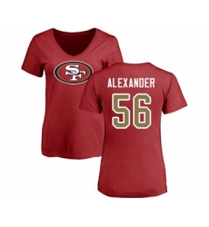 Football Women's San Francisco 49ers #56 Kwon Alexander Red Name & Number Logo T-Shirt