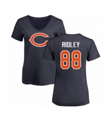 Football Women's Chicago Bears #88 Riley Ridley Navy Blue Name & Number Logo T-Shirt