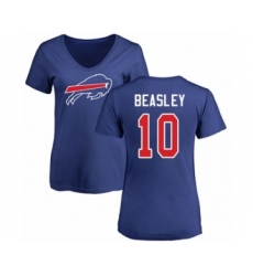 Football Women's Buffalo Bills #10 Cole Beasley Royal Blue Name & Number Logo T-Shirt
