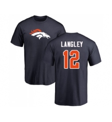 Football Denver Broncos #12 Brendan Langley Navy Blue Name & Number Logo T-Shirt