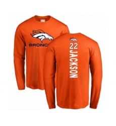 Football Denver Broncos #22 Kareem Jackson Orange Backer Long Sleeve T-Shirt