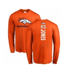 Football Denver Broncos #93 Dre'Mont Jones Orange Backer Long Sleeve T-Shirt