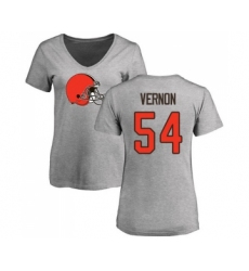 Football Women's Cleveland Browns #54 Olivier Vernon Ash Name & Number Logo T-Shirt