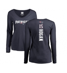Football Women's New England Patriots #15 Chris Hogan Navy Blue Backer Slim Fit Long Sleeve T-Shirt