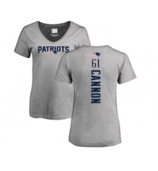 Football Women's New England Patriots #61 Marcus Cannon Ash Backer V-Neck T-Shirt