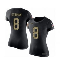 Football Women's New England Patriots #8 Jarrett Stidham Black Camo Salute to Service T-Shirt