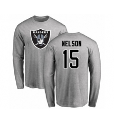 Football Oakland Raiders #15 J. Nelson Ash Name & Number Logo Long Sleeve T-Shirt