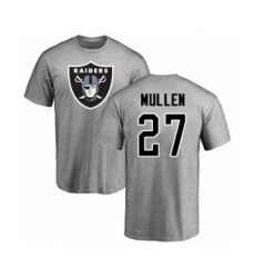 Football Oakland Raiders #27 Trayvon Mullen Ash Name & Number Logo T-Shirt