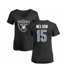 Football Women's Oakland Raiders #15 J. Nelson Black Name & Number Logo T-Shirt