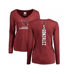 Football Women's Arizona Cardinals #5 Zane Gonzalez Maroon Backer Long Sleeve T-Shirt