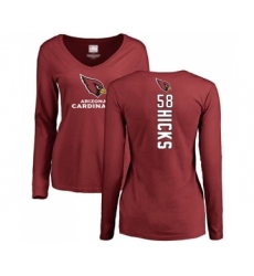 Football Women's Arizona Cardinals #58 Jordan Hicks Maroon Backer Long Sleeve T-Shirt