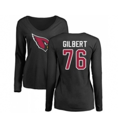 Football Women's Arizona Cardinals #76 Marcus Gilbert Black Name & Number Logo Long Sleeve T-Shirt