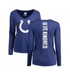 Football Women's Indianapolis Colts #36 Derrick Kindred Royal Blue Backer Long Sleeve T-Shirt