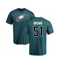 Philadelphia Eagles #51 Zach Brown Green Name & Number Logo T-Shirt