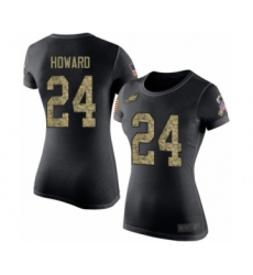 Women's Philadelphia Eagles #24 Jordan Howard Black Camo Salute to Service T-Shirt