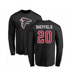 Football Atlanta Falcons #20 Kendall Sheffield Black Name & Number Logo Long Sleeve T-Shirt