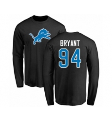 Football Detroit Lions #94 Austin Bryant Black Name & Number Logo Long Sleeve T-Shirt