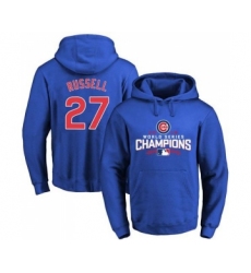 Cubs #27 Addison Russell Blue 2016 World Series Champions Pullover MLB Hoodie
