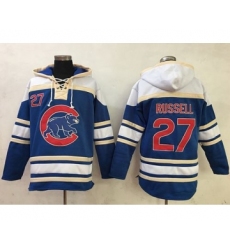 Cubs #27 Addison Russell Blue Sawyer Hooded Sweatshirt MLB Hoodie