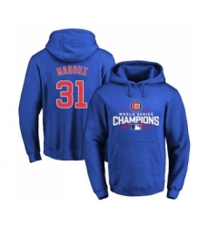 Cubs #31 Greg Maddux Blue 2016 World Series Champions Pullover MLB Hoodie