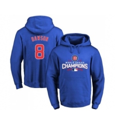 Cubs #8 Andre Dawson Blue 2016 World Series Champions Pullover MLB Hoodie