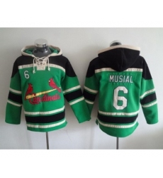 Men's St. Louis Cardinals #6 Stan Musial Green MLB Hoodie