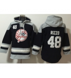 Men's New York Yankees #48 Anthony Rizzo Navy Blue Ageless Must Have Lace Up Pullover Hoodie