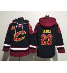 Men's Cleveland Cavaliers #23 LeBron James Black Red Ageless Must-Have Lace-Up Pullover Hoodie
