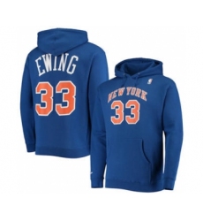 Men's New York Knicks #33 Patrick Ewing 2021 Blue Pullover Basketball Hoodie