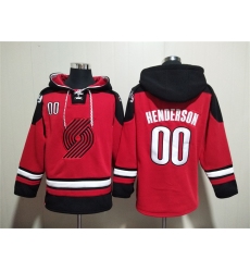 Men's Portland Trail Blazers #00 Scoot Henderson Red Lace-Up Pullover Hoodie