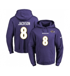 Football Men's Baltimore Ravens #8 Lamar Jackson Purple Name & Number Pullover Hoodie