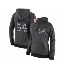 Football Women's New Orleans Saints #54 Kiko Alonso Stitched Black Anthracite Salute to Service Player Performance Hoodie