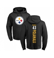 Football Pittsburgh Steelers #43 Troy Polamalu Black Backer Pullover Hoodie