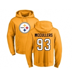 Football Pittsburgh Steelers #93 Dan McCullers Gold Name & Number Logo Pullover Hoodie