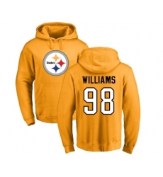 Football Pittsburgh Steelers #98 Vince Williams Gold Name & Number Logo Pullover Hoodie
