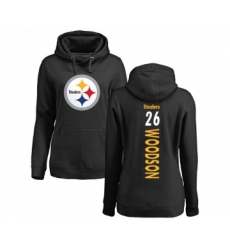 Football Women's Pittsburgh Steelers #26 Rod Woodson Black Backer Pullover Hoodie
