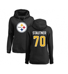 Football Women's Pittsburgh Steelers #70 Ernie Stautner Black Name & Number Logo Pullover Hoodie