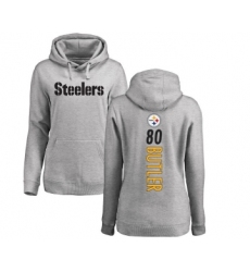 Football Women's Pittsburgh Steelers #80 Jack Butler Ash Backer Pullover Hoodie