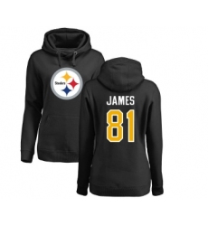 Football Women's Pittsburgh Steelers #81 Jesse James Black Name & Number Logo Pullover Hoodie
