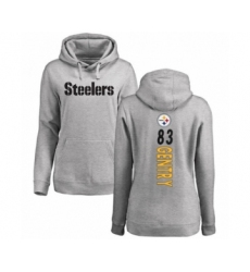 Women's Pittsburgh Steelers #83 Zach Gentry Ash Backer Pullover Hoodie
