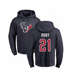 Football Houston Texans #21 Bradley Roby Navy Blue Name & Number Logo Pullover Hoodie