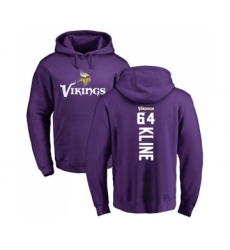 Football Minnesota Vikings #64 Josh Kline Purple Backer Pullover Hoodie