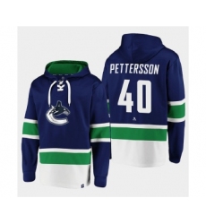Men's Vancouver Canucks #40 Elias Pettersson Blue All Stitched Sweatshirt Hoodie