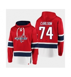 Men's Washington Capitals #74 John Carlson Red All Stitched Sweatshirt Hoodie