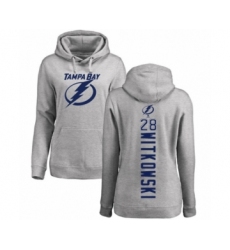 Hockey Women's Tampa Bay Lightning #28 Luke Witkowski Ash Backer Pullover Hoodie
